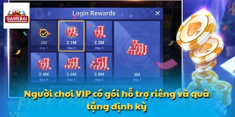 Người chơi VIP có gói hỗ trợ riêng và quà tặng định kỳ