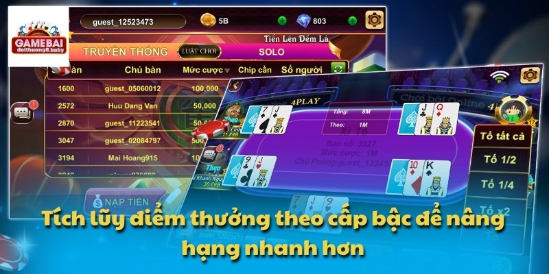 Tích lũy điểm thưởng theo cấp bậc để nâng hạng nhanh hơn