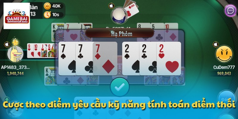 Cược theo điểm yêu cầu kỹ năng tính toán điểm thối